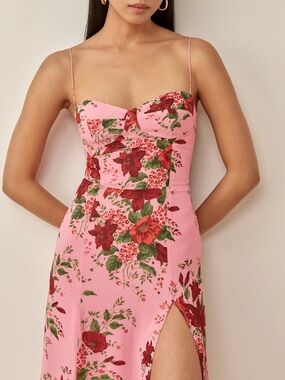 Reformation Juliette Dress Valeria Pink Floral Midi Dress NWT